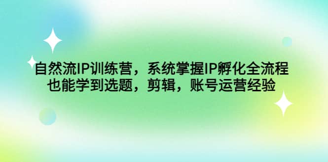 自然流IP训练营，系统掌握IP孵化全流程，也能学到选题，剪辑，账号运营经验-宝籍资源