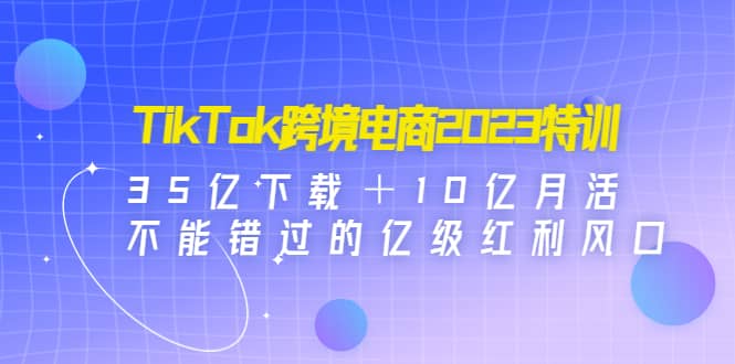 TikTok跨境电商2023特训：35亿下载＋10亿月活，不能错过的亿级红利风口-宝籍资源