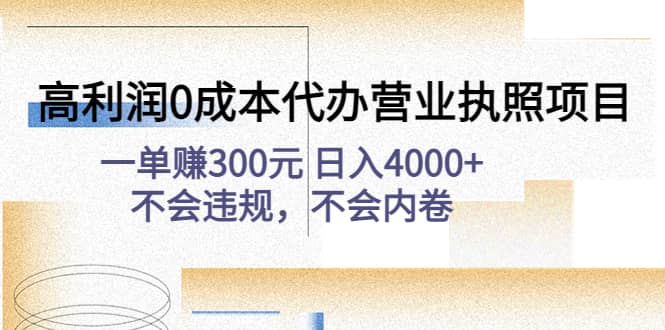 高利润0成本代办营业执照项目：不会违规，不会内卷-宝籍资源