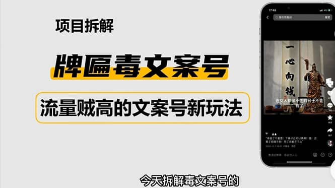 2023抖音快手毒文案新玩法，牌匾文案号，起号快易变现-宝籍资源