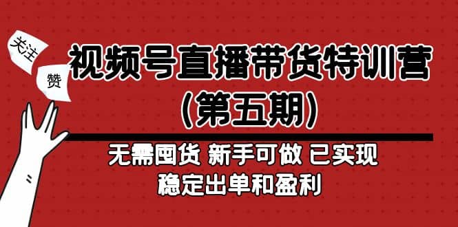 视频号直播带货特训营（第五期）无需囤货 新手可做 已实现稳定出单和盈利-宝籍资源