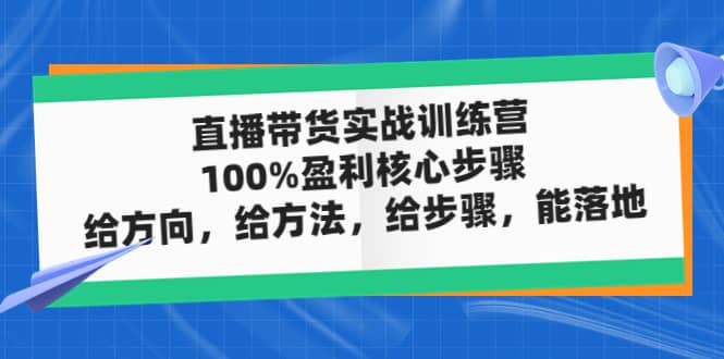 直播带货实战训练营：100%盈利核心步骤，给方向，给方法，给步骤，能落地-宝籍资源