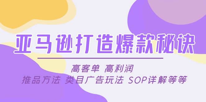 亚马逊打造爆款秘诀：高客单 高利润 推品方法 类目广告玩法 SOP详解等等-宝籍资源