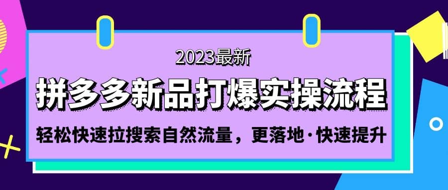 拼多多-新品打爆实操流程：轻松快速拉搜索自然流量，更落地·快速提升-宝籍资源