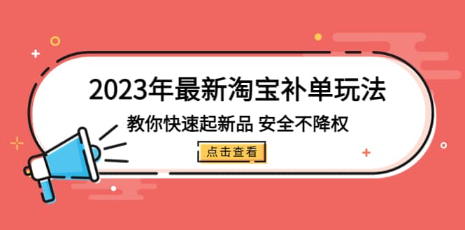 2023年最新淘宝补单玩法，教你快速起·新品，安全·不降权（18课时）-宝籍资源