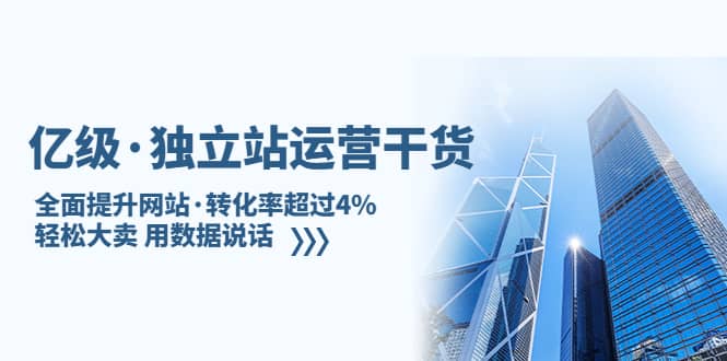独立站运营干货：全面提升网站·转化率超过4%，轻松大卖 用数据说话-宝籍资源