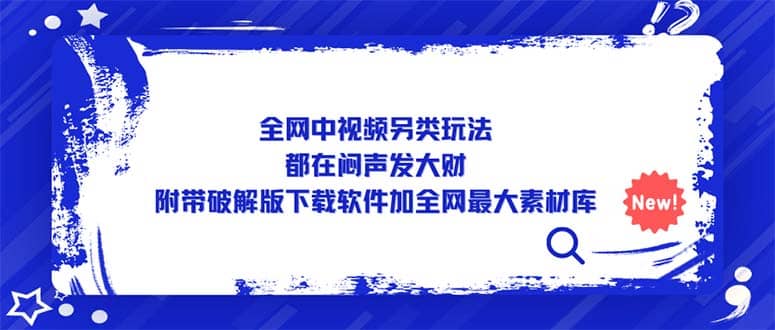 全网中视频另类玩法，都在闷声发大财，附带下载软件加全网最大素材库-宝籍资源