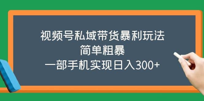 视频号私域带货暴利玩法，简单粗暴-宝籍资源