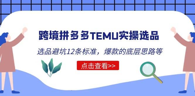 跨境拼多多TEMU实操选品运营方法，选品避坑12条标准，爆款的底层思路等-宝籍资源