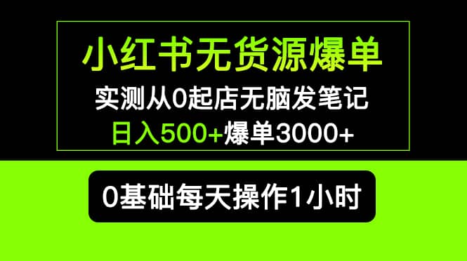 小红书无货源爆单 实测从0起店无脑发笔记爆单3000+长期项目可多店-宝籍资源