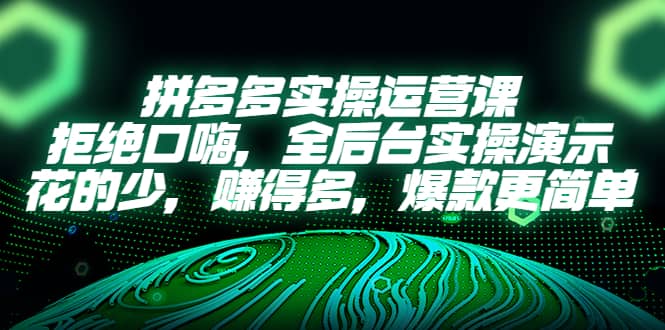拼多多实操运营课：拒绝口嗨，全后台实操演示，花的少，赚得多，爆款更简单-宝籍资源