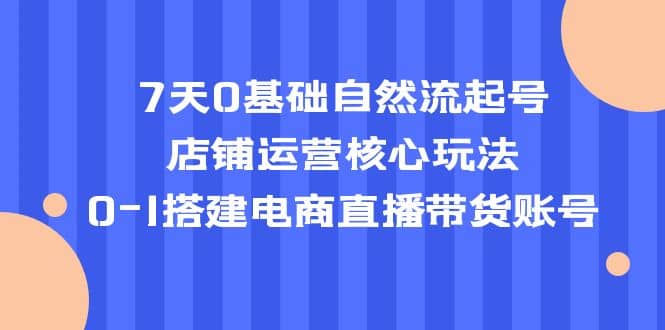 7天0基础自然流起号，店铺运营核心玩法，0-1搭建电商直播带货账号-宝籍资源