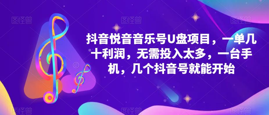 抖音音乐号U盘项目 一单几十利润 无需投入太多 一台手机 几个抖音号就开始-宝籍资源