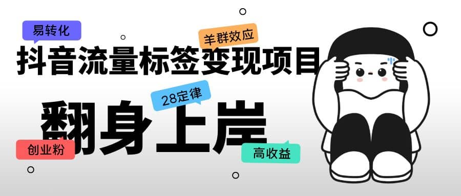 抖音流量标签变现项目，抖音创业粉轻松转化，单价高收益简单-宝籍资源