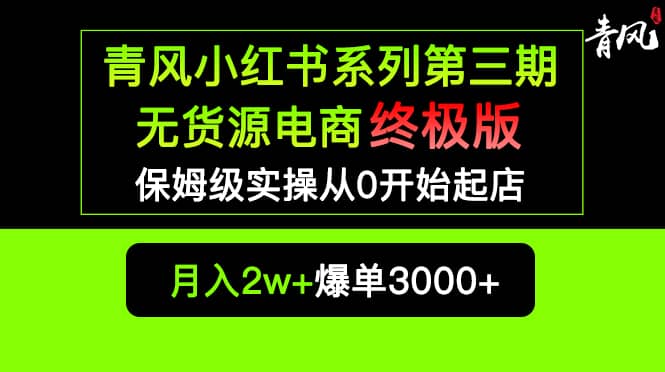 小红书无货源电商爆单终极版【视频教程+实战手册】保姆级实操从0起店爆单-宝籍资源
