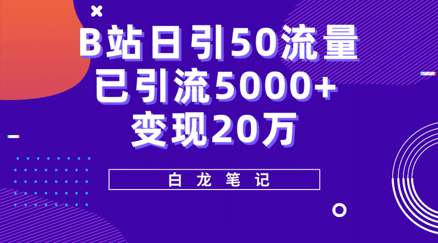 B站日引50+流量，实战已引流5000+变现20万，超级实操课程-宝籍资源