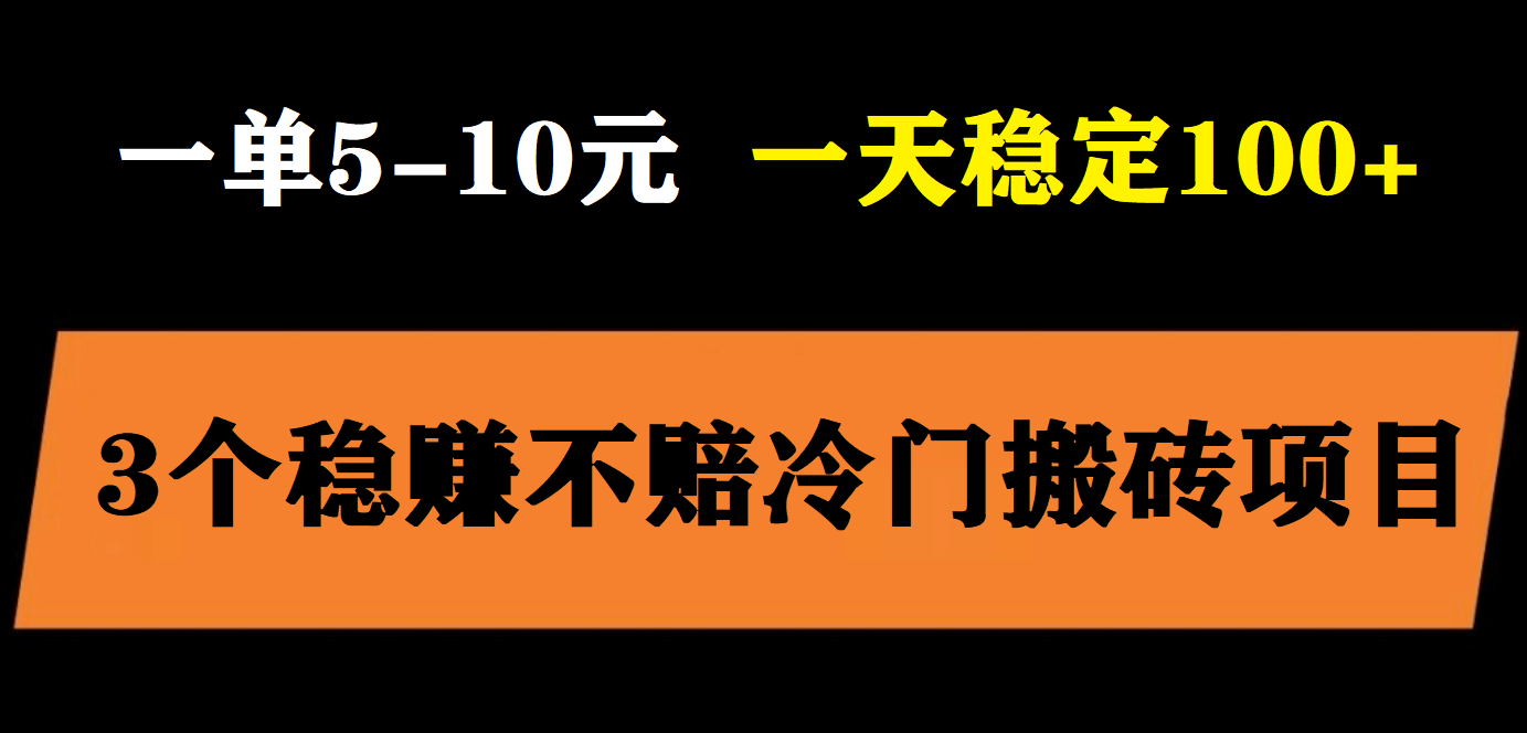 3个最新稳定的冷门搬砖项目，小白无脑照抄当日变现日入过百-宝籍资源