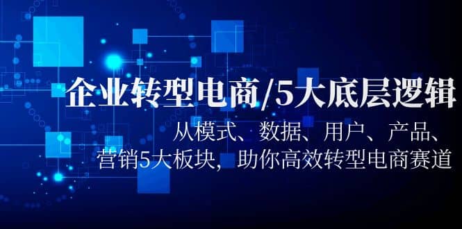 企业转型电商/5大底层逻辑，从模式 数据 用户 产品 营销5大板块，高效转型-宝籍资源