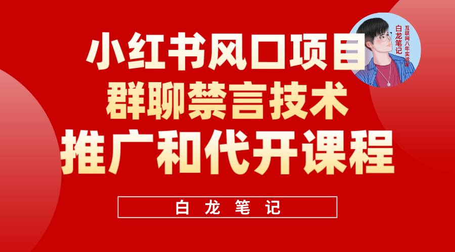 小红书风口项目日入300+，小红书群聊禁言技术代开项目，适合新手操作-宝籍资源