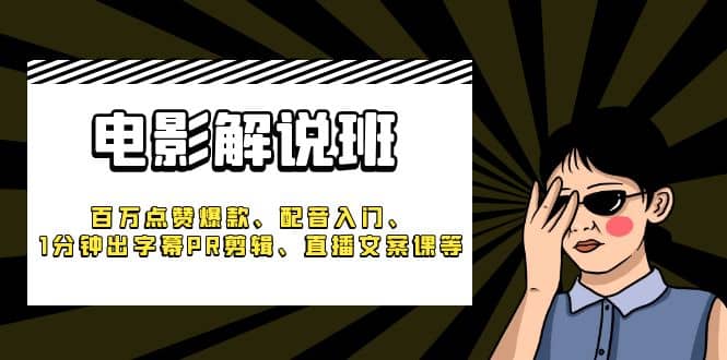 《电影解说班》百万点赞爆款、配音入门、1分钟出字幕PR剪辑、直播文案课等-宝籍资源