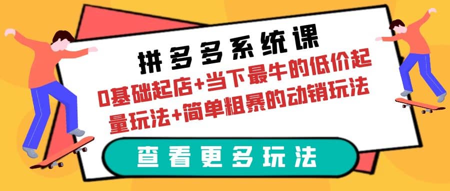 拼多多系统课：0基础起店+当下最牛的低价起量玩法+简单粗暴的动销玩法-宝籍资源
