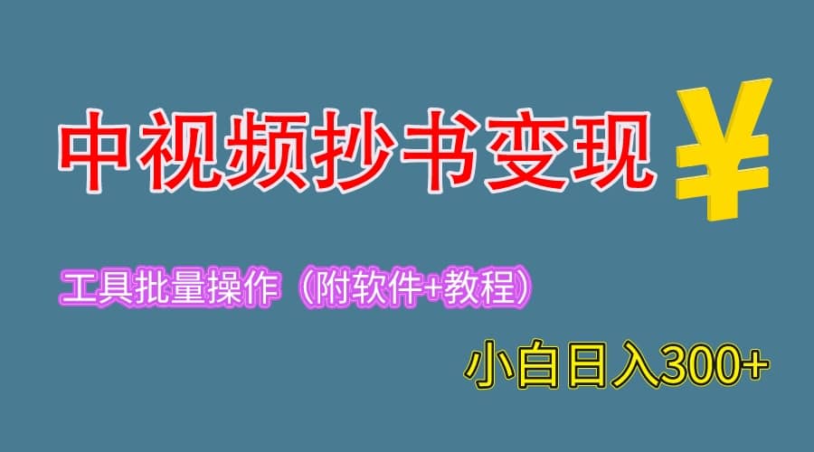 2023中视频抄书变现（附工具+教程），一天300+，特别适合新手操作的副业-宝籍资源