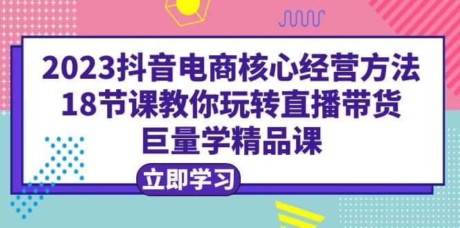 2023抖音电商核心经营方法：18节课教你玩转直播带货，巨量学精品课-宝籍资源