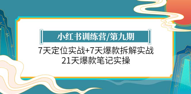 小红书训练营/第九期：7天定位实战+7天爆款拆解实战，21天爆款笔记实操-宝籍资源