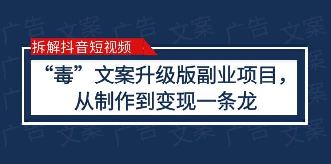 拆解抖音短视频：“毒”文案升级版副业项目，从制作到变现（教程+素材）-宝籍资源