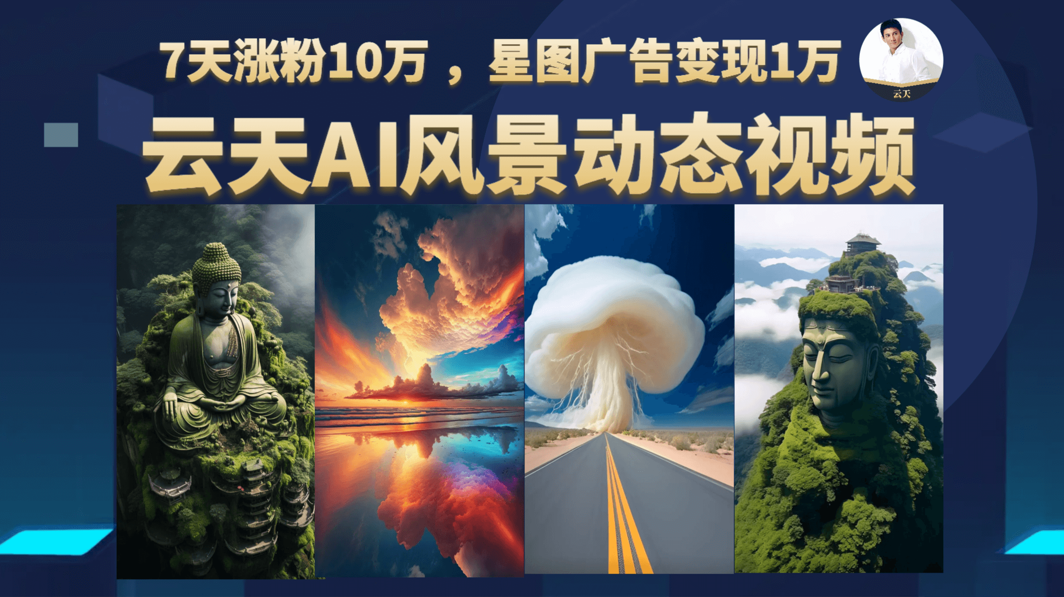 云天AI风景动图视频制作，7天涨粉10万 ，星图广告变现1万-宝籍资源