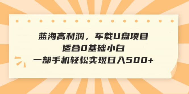 蓝海高利润，车载U盘项目，适合0基础小白，一部手机轻松实现日入500+-宝籍资源