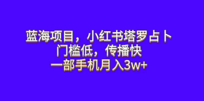 蓝海项目，小红书塔罗占卜，门槛低，传播快，一部手机月入3w+-宝籍资源