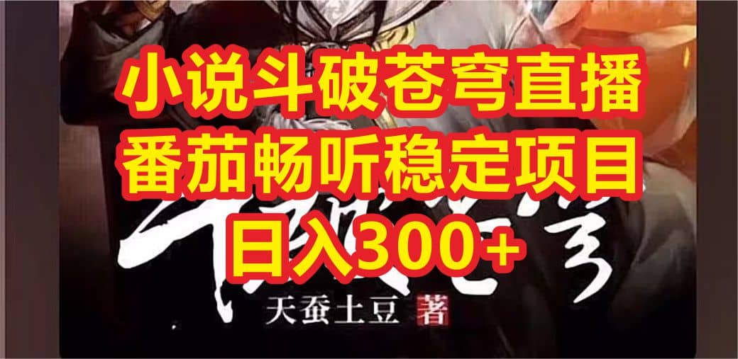 小说斗破苍穹直播，番茄畅听日入300+稳定项目-宝籍资源