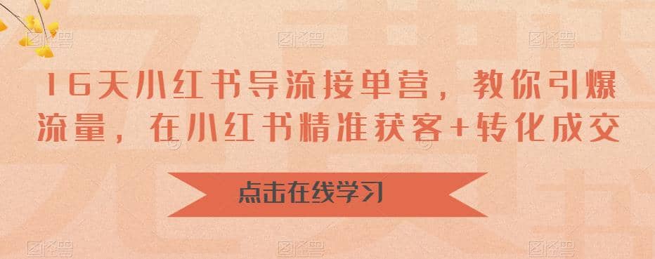 16天-小红书 导流接单营，教你引爆流量，在小红书精准获客+转化成交-宝籍资源