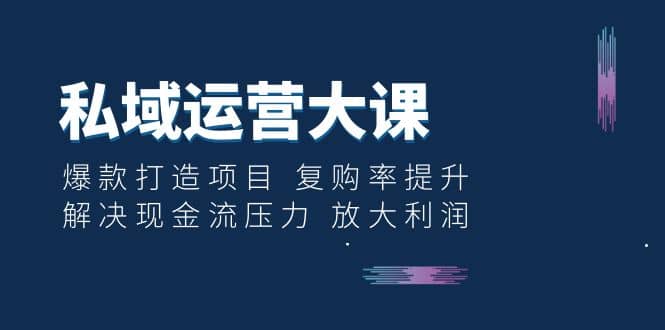 私域运营大课：爆款打造项目 复购率提升 解决现金流压力 放大利润-宝籍资源