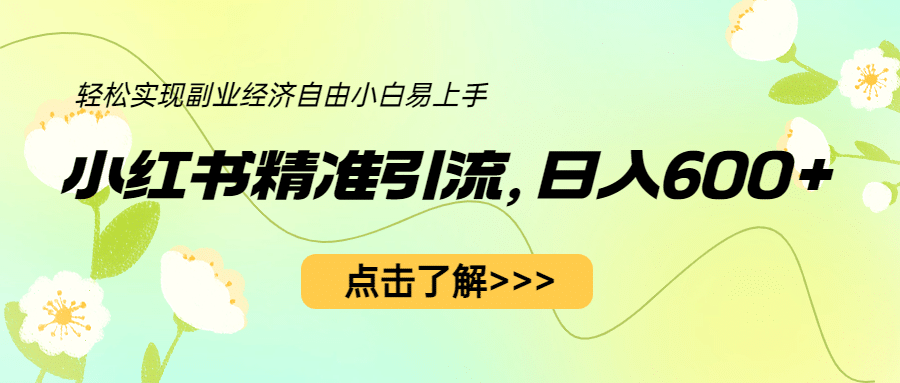 小红书精准引流，小白日入600+，轻松实现副业经济自由（教程+1153G资源）-宝籍资源