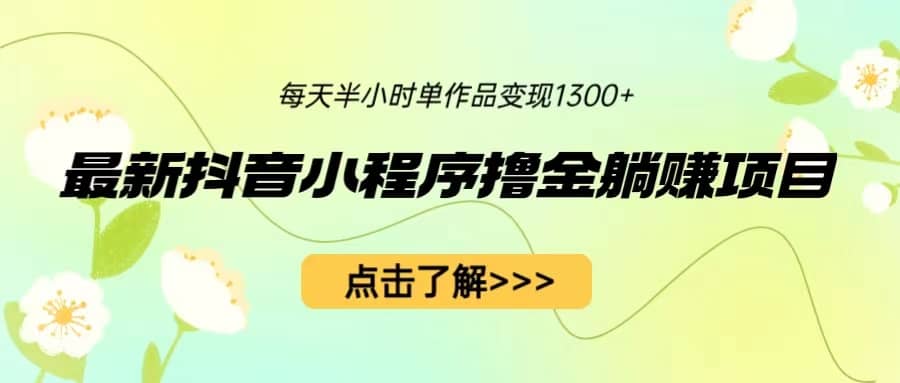 最新抖音小程序撸金躺赚项目，一部手机每天半小时，单个作品变现1300+-宝籍资源