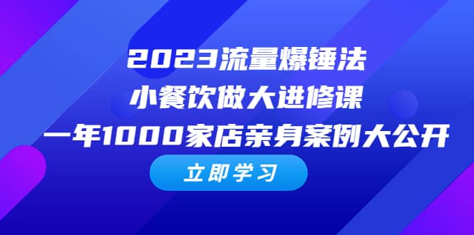 2023流量 爆锤法，小餐饮做大进修课，一年1000家店亲身案例大公开-宝籍资源