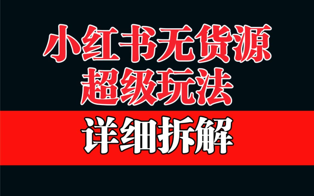 做小红书无货源，靠这个品日入1000保姆级教学-宝籍资源