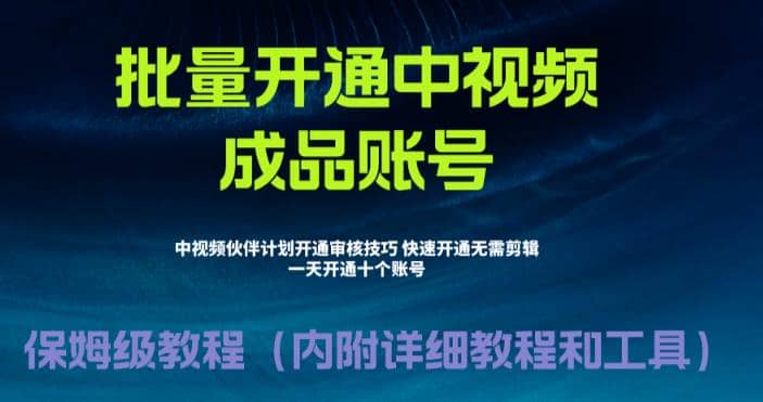 外面收费1980暴力开通中视频计划教程，附 快速通过中视频伙伴计划的办法-宝籍资源