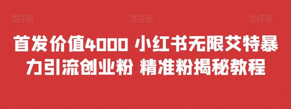 首发价值4000 小红书无限艾特暴力引流创业粉 精准粉揭秘教程-宝籍资源