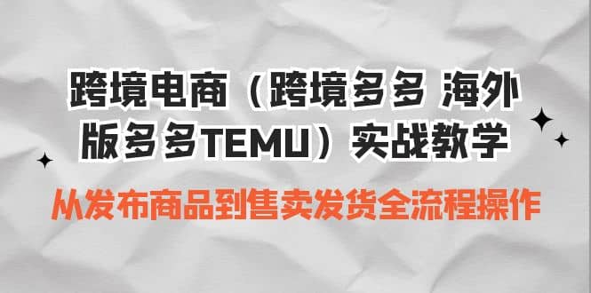跨境电商（跨境多多 海外版多多TEMU）实操教学 从发布商品到售卖发货全流程-宝籍资源