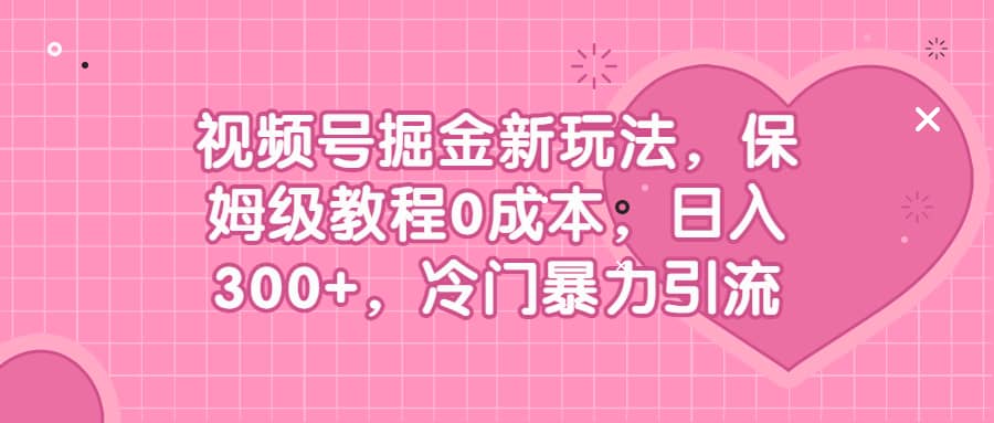 视频号掘金新玩法，保姆级教程0成本，日入300+，冷门暴力引流-宝籍资源