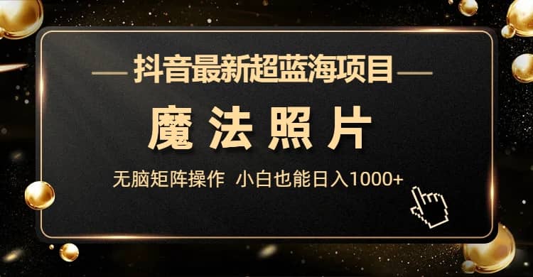 抖音最新超蓝海项目，魔法照片，无脑矩阵操作，小白也能日入1000+-宝籍资源