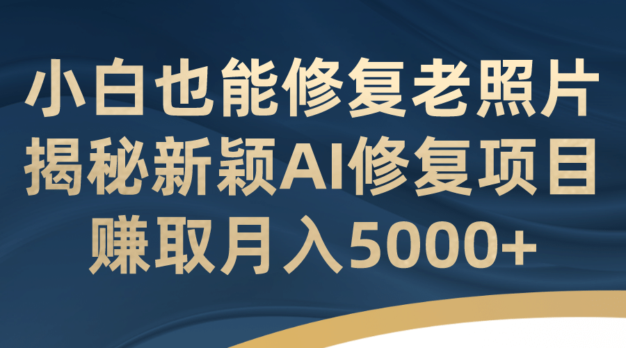 小白也能修复老照片！揭秘新颖AI修复项目，赚取月入5000+-宝籍资源