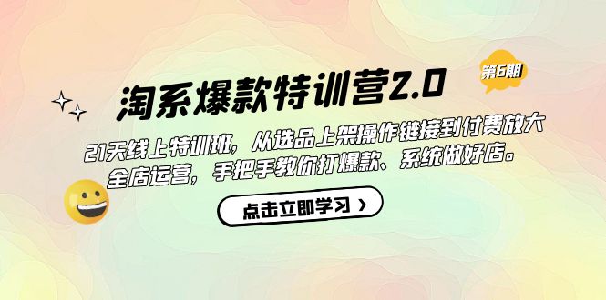 淘系爆款特训营2.0【第六期】从选品上架到付费放大 全店运营 打爆款 做好店-宝籍资源