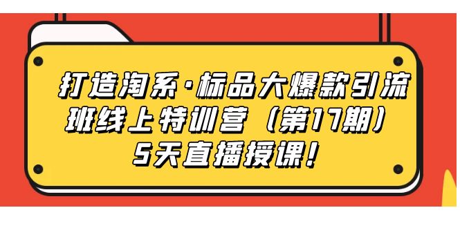 打造淘系·标品大爆款引流班线上特训营5天直播授课！-宝籍资源