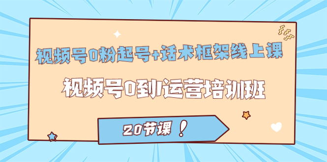 视频号·0粉起号+话术框架线上课：视频号0到1运营培训班（20节课）-宝籍资源