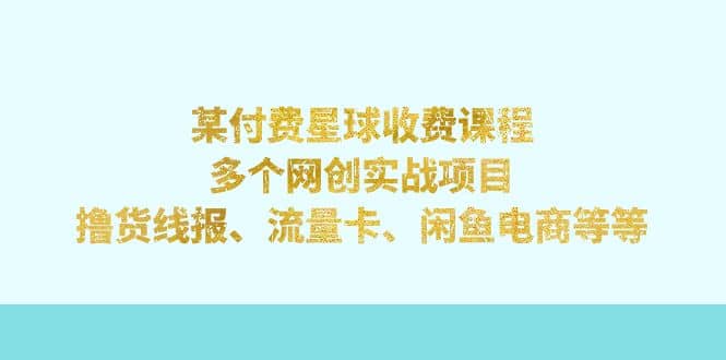 某付费星球课程：多个网创实战项目，撸货线报、流量卡、闲鱼电商等等-宝籍资源