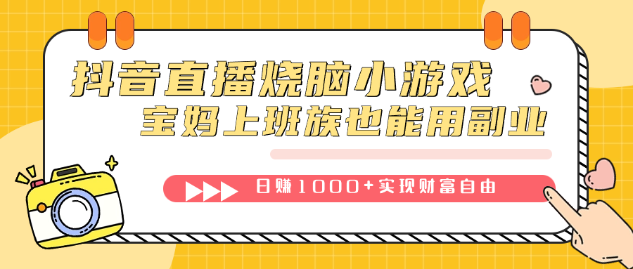 抖音直播烧脑小游戏，不需要找话题聊天，宝妈上班族也能用副业日赚1000+-宝籍资源